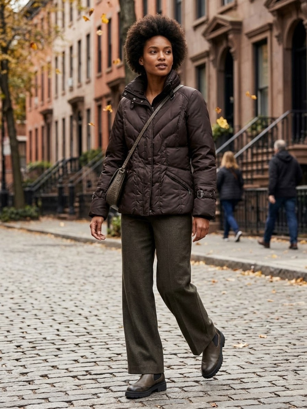 Marc New York Women's Brown Quilted Puffer Down Coat Jacket (Size S)